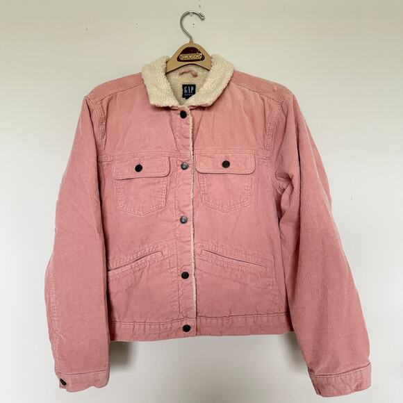 VTG Gap Denim Womens Jacket XL Sherpa Lined Icon Pink Trucker Y2K Camp Western - Picture 2 of 9